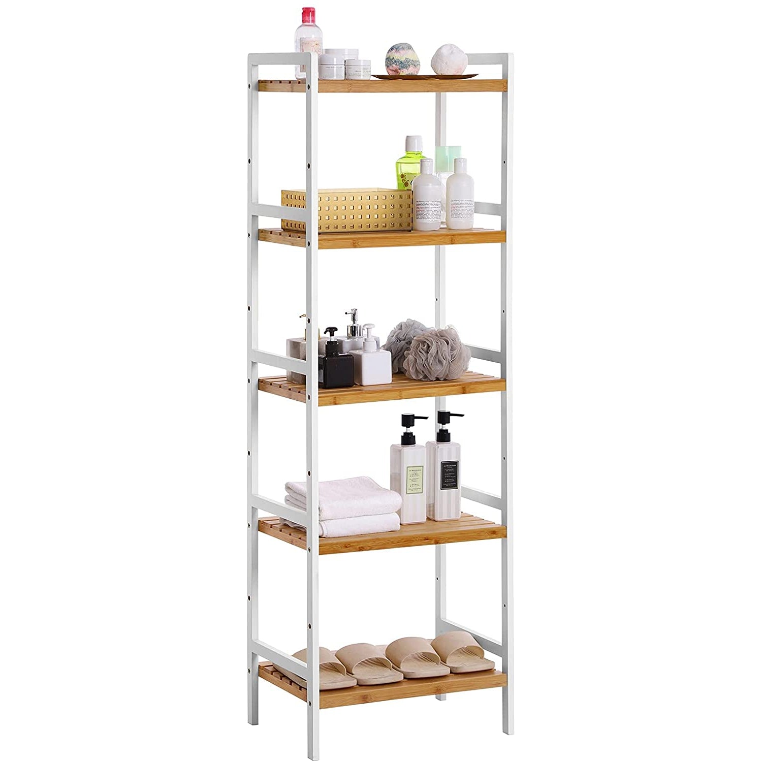 Nancy's Camp Creek Wandkast - Opbergrek - Keukenkast - Bamboe - Wit - ± 45 x 30 x 140 cm