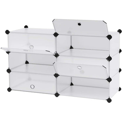 Nancy's Colchester Opbergrek - Schoenenrek - 6 Vakken - 43 x 31 x 105 cm - Wit Transparant - Kunststof