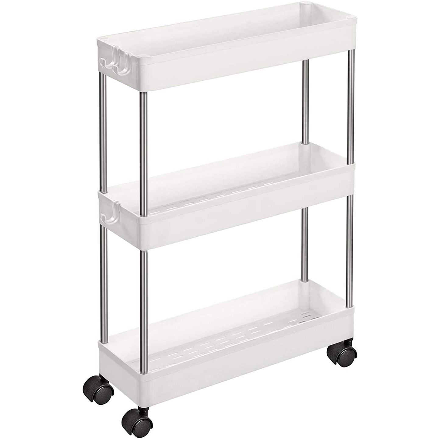 Nancy's Gamelin Keukentrolley - Keukenwagen - Serveerwagen - 3 Niveaus - Wit - ± 40 x 10 x 60 cm