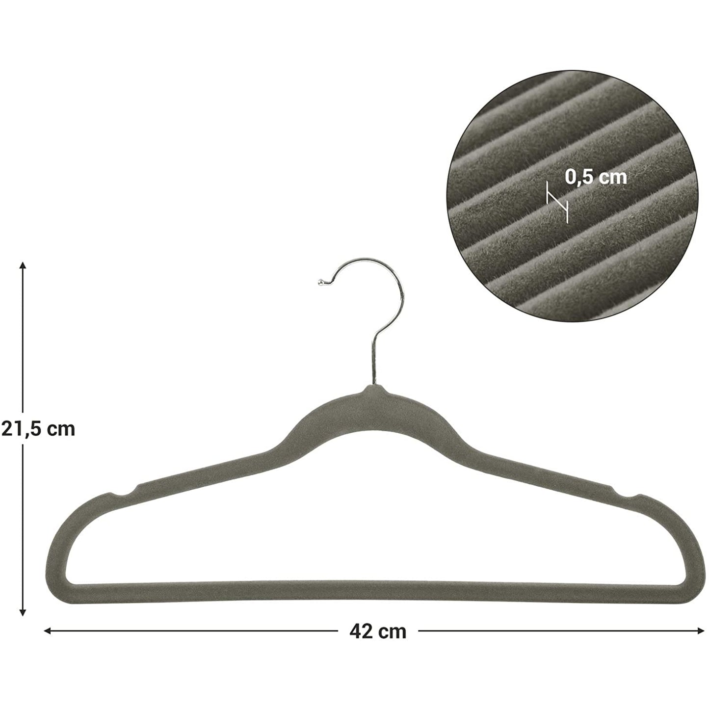 Nancy's Fluwelen Kledinghangers - Set Van 30 - Anti-Slip - Draaibare Haak - Jassen - Shirts - Grijs