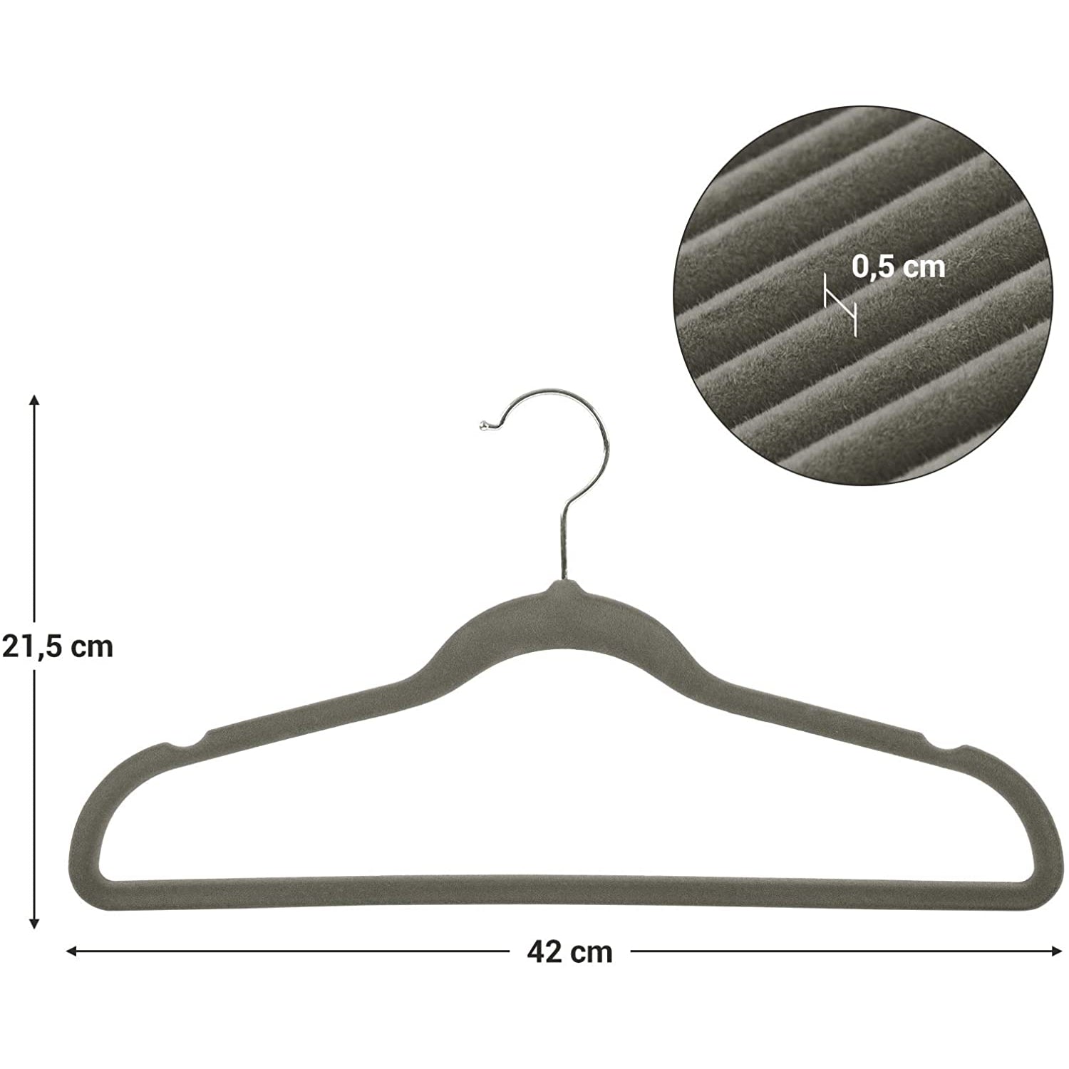 Nancy's Fluwelen Kledinghangers - Set Van 30 - Anti-Slip - Draaibare Haak - Jassen - Shirts - Grijs