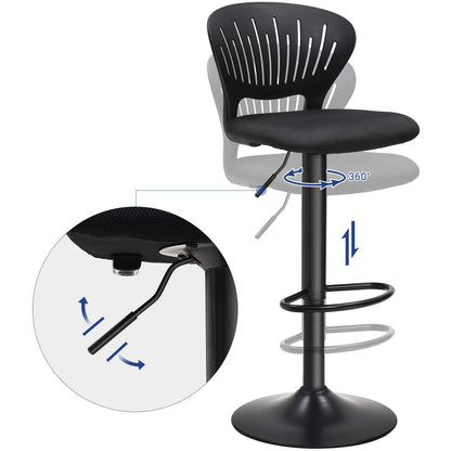 Nancy's Irvine Barkruk set van 2 - Hoogte verstelbaar - Gestoffeerd - Zwart - 40 x 42 x 107 cm