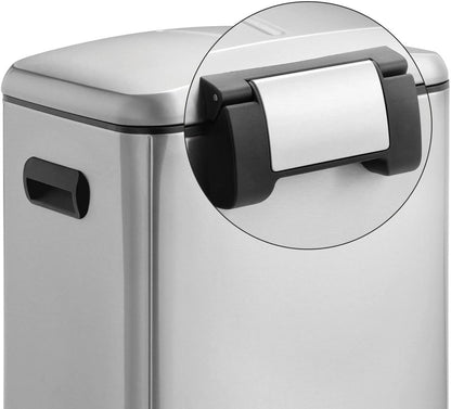 Nancy's Cookville Trash bin - Waste separation - 40 L - Pedal bin - Metal - Handles - Soft close - Silver - 44.5 x 36 x 60 cm 