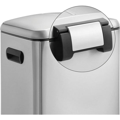 Nancy's Cookville Trash bin - Waste separation - 40 L - Pedal bin - Metal - Handles - Soft close - Silver - 44.5 x 36 x 60 cm 