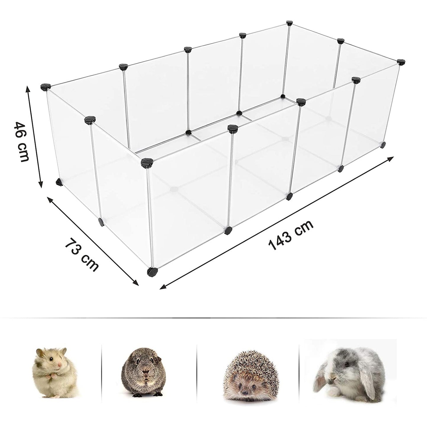 Nancy's Dierenren - Konijnenren - Knaagdierenren - Transparant - 143 x 73 x 46 cm