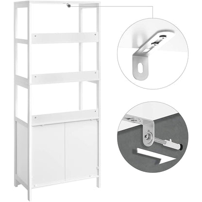 Nancy's Camlachie Opbergkast - Wandkast - Boekenkast - Wit ± 60 x 30 x 155 cm