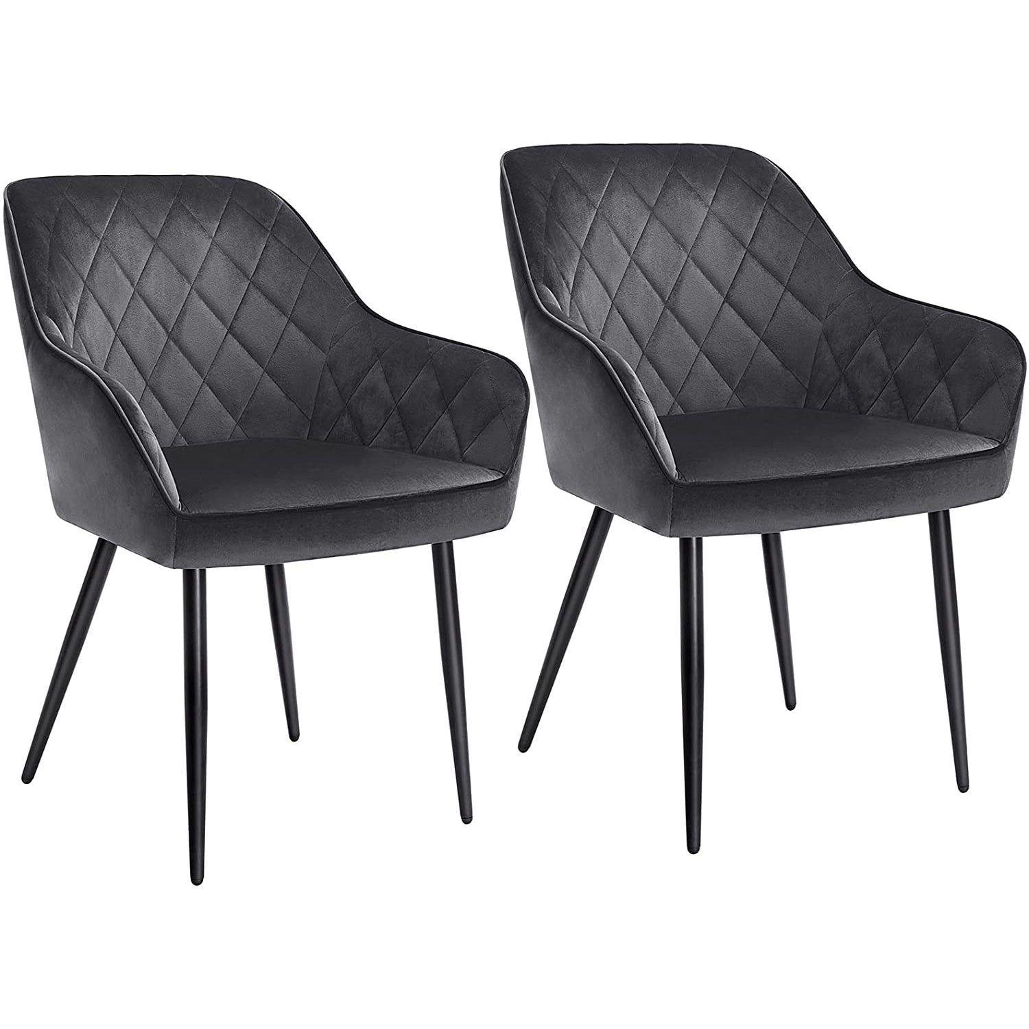 Nancy's Can Island Eetkamerstoelen - Set Van 2 - Keukenstoelen - Gestoffeerd - Grijs - Fluweel / Staal