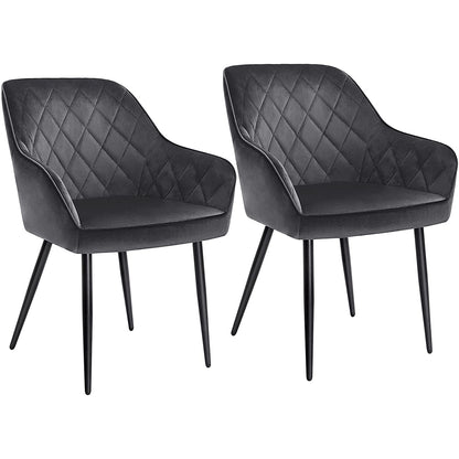 Nancy's Can Island Eetkamerstoelen - Set Van 2 - Keukenstoelen - Gestoffeerd - Grijs - Fluweel / Staal