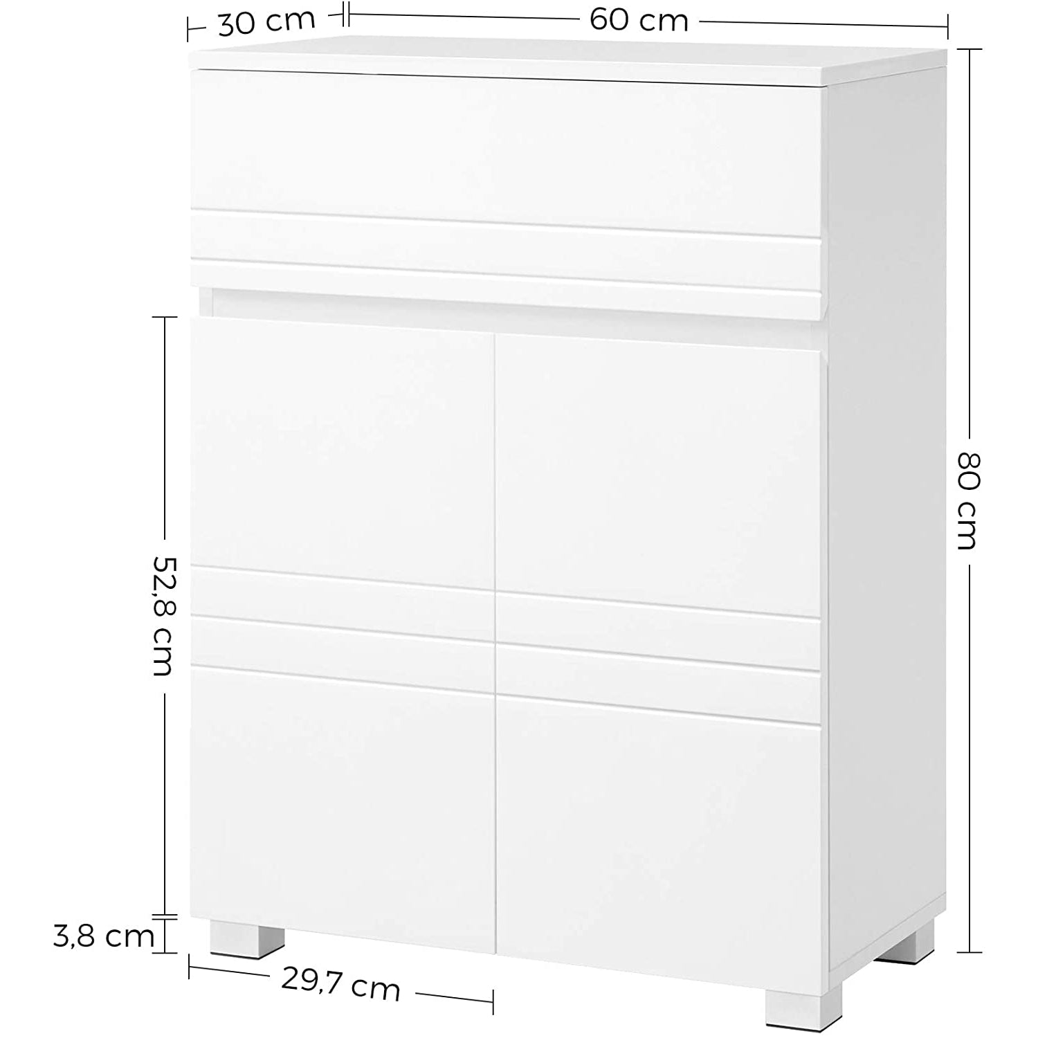 Nancy's Bradley Badkamerkast - Opbergkast - Badkamermeubel - Wit - 60 x 30 x 80 cm