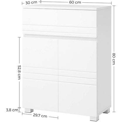 Nancy's Bradley Badkamerkast - Opbergkast - Sideboard - Openslaande Deuren - Lade - Wit - MDF - 60 x 30 x 80 cm