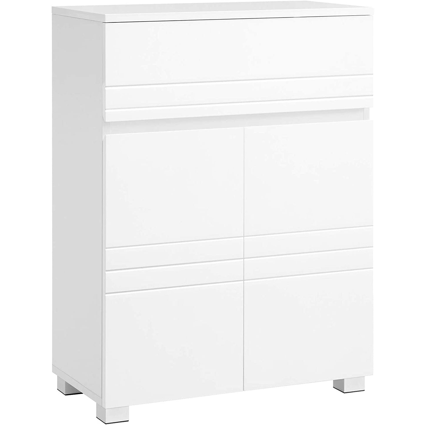 Nancy's Bradley Badkamerkast - Opbergkast - Sideboard - Openslaande Deuren - Lade - Wit - MDF - 60 x 30 x 80 cm