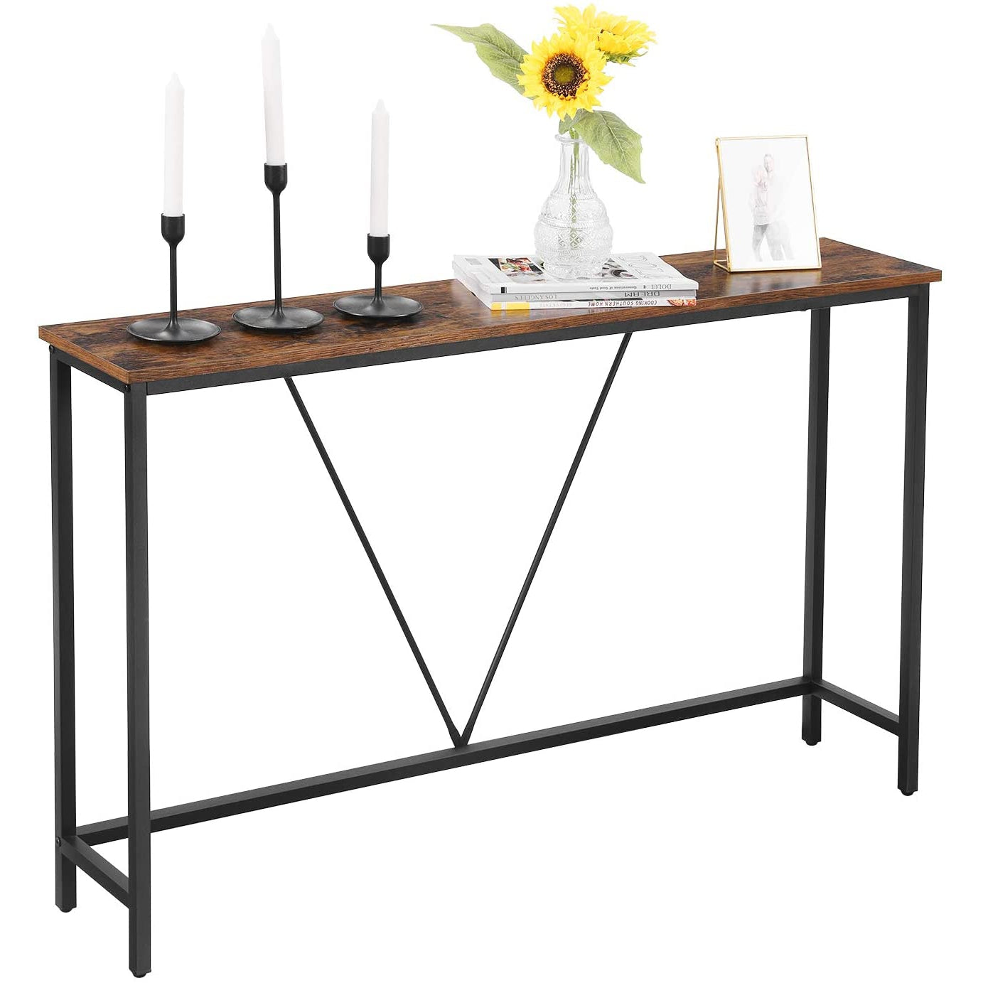 Nancy's Consoletafel Omaha - Vintage tafel - Industrieel - Bruin/Zwart - 120 x 23 x 74 cm