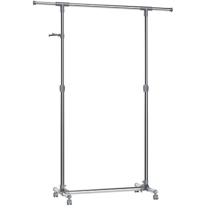 Nancy's Verstelbare Kledingrek - Verrijdbaar - Kledingrek Op Wielen - Verstelbaar in Hoogte en Lengte - Mobiel Kledingstandaard - Garderoberek Staand - 150 x 44 x 165