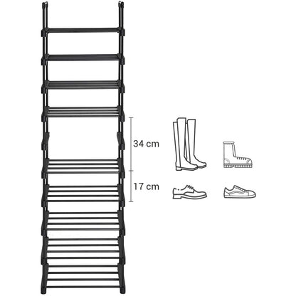 Nancy's Elkhart Schoenenrek - Schoenenkast - Opbergrek - 10 Niveaus - Zwart - Staal - ± 45 x 30
