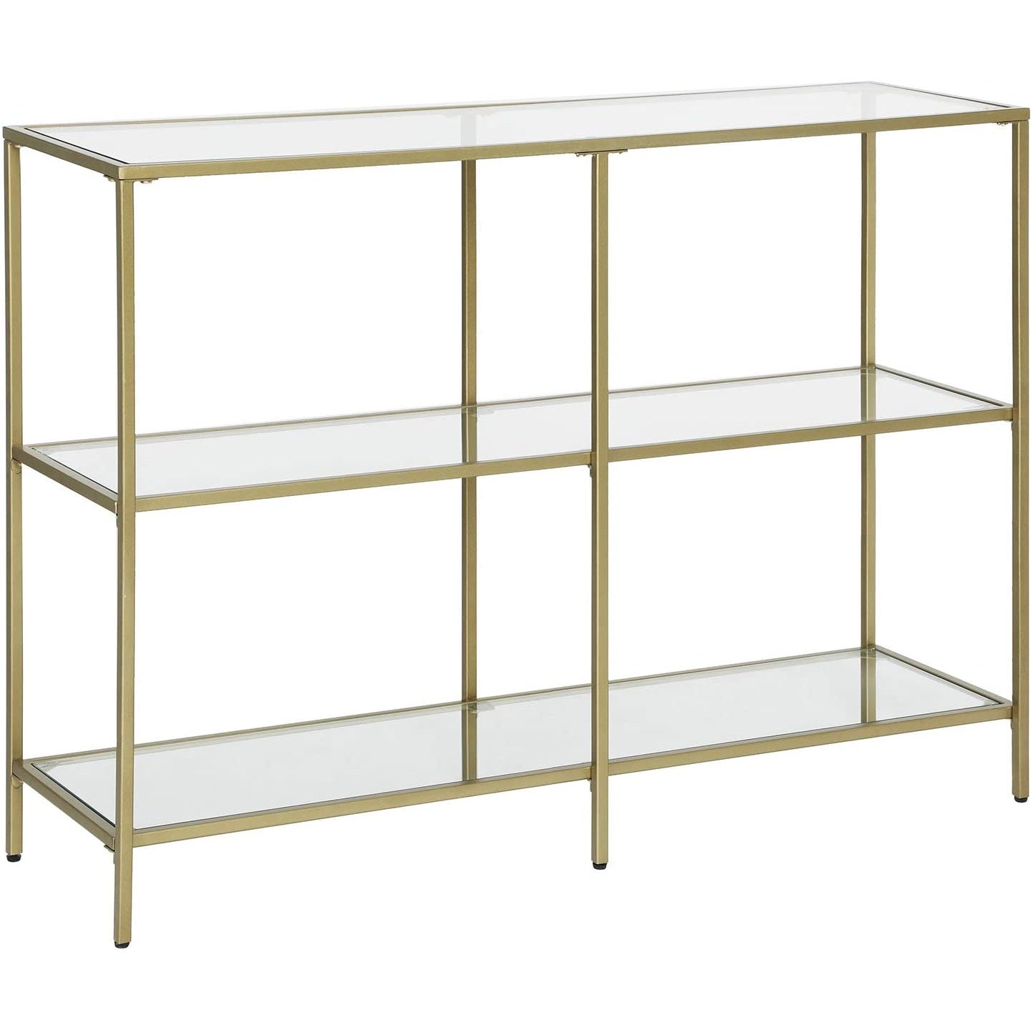 Nancy's Canisbay Console table - Side table - 3 Shelves - Storage rack - Glass - Metal - Gold - 30 x 100 x 73 cm