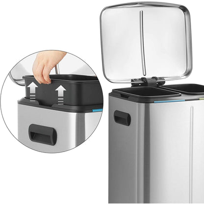 Nancy's Cookville Prullenbak - Afvalscheiding - Pedaalemmer - Afvalemmer - Zilver - 40 Liter