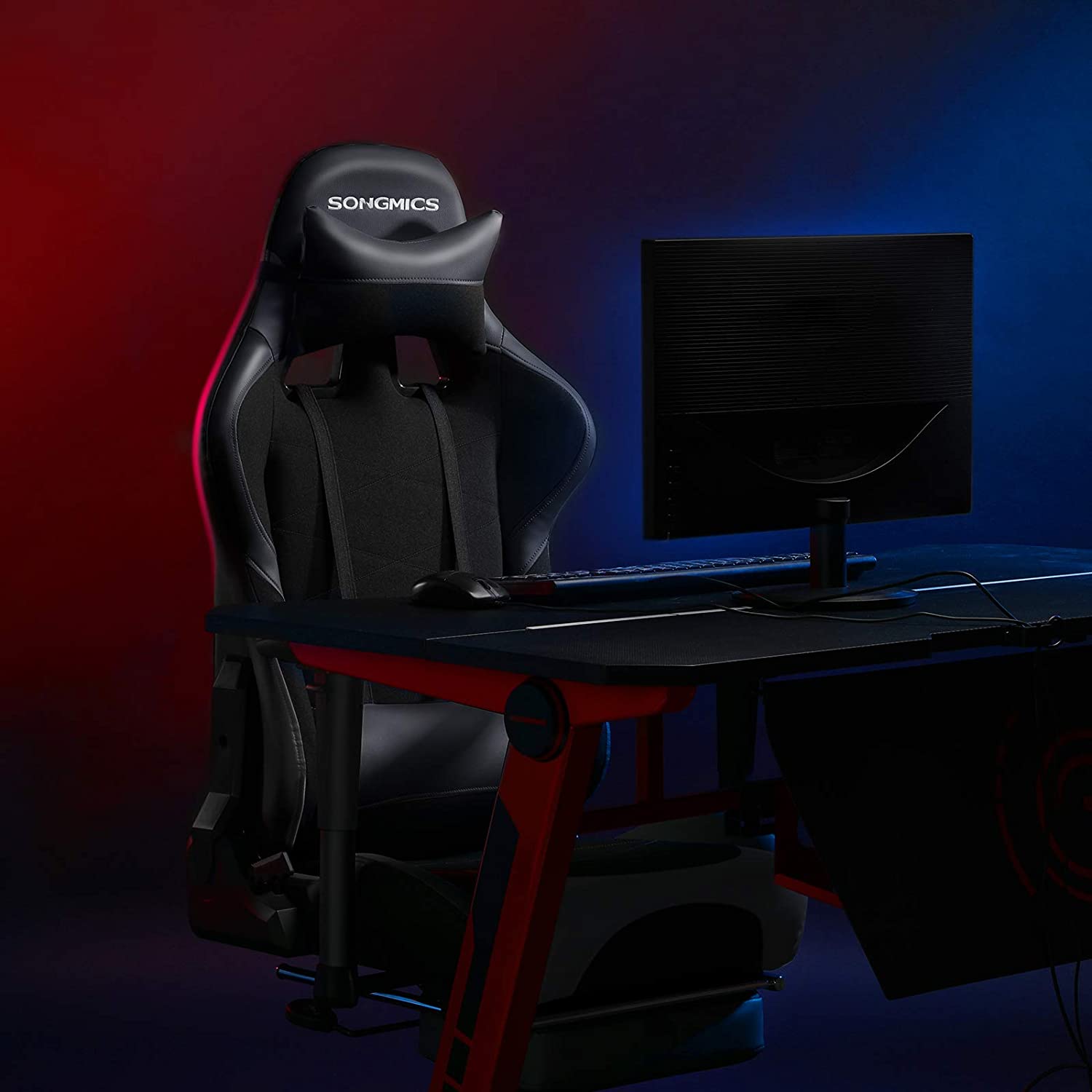 Nancy's Eureka Gaming Chair - Ergonomic backrest - Footrest - Black - 69 x 70.5 x 138 cm