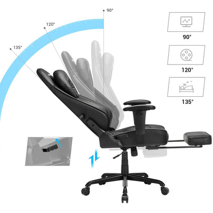 Nancy's Luxe Bureaustoel - Ergonomische Bureaustoelen - Bureaustoelen Voor Volwassenen - Game Stoel - Directiestoel - Zwart - Leer