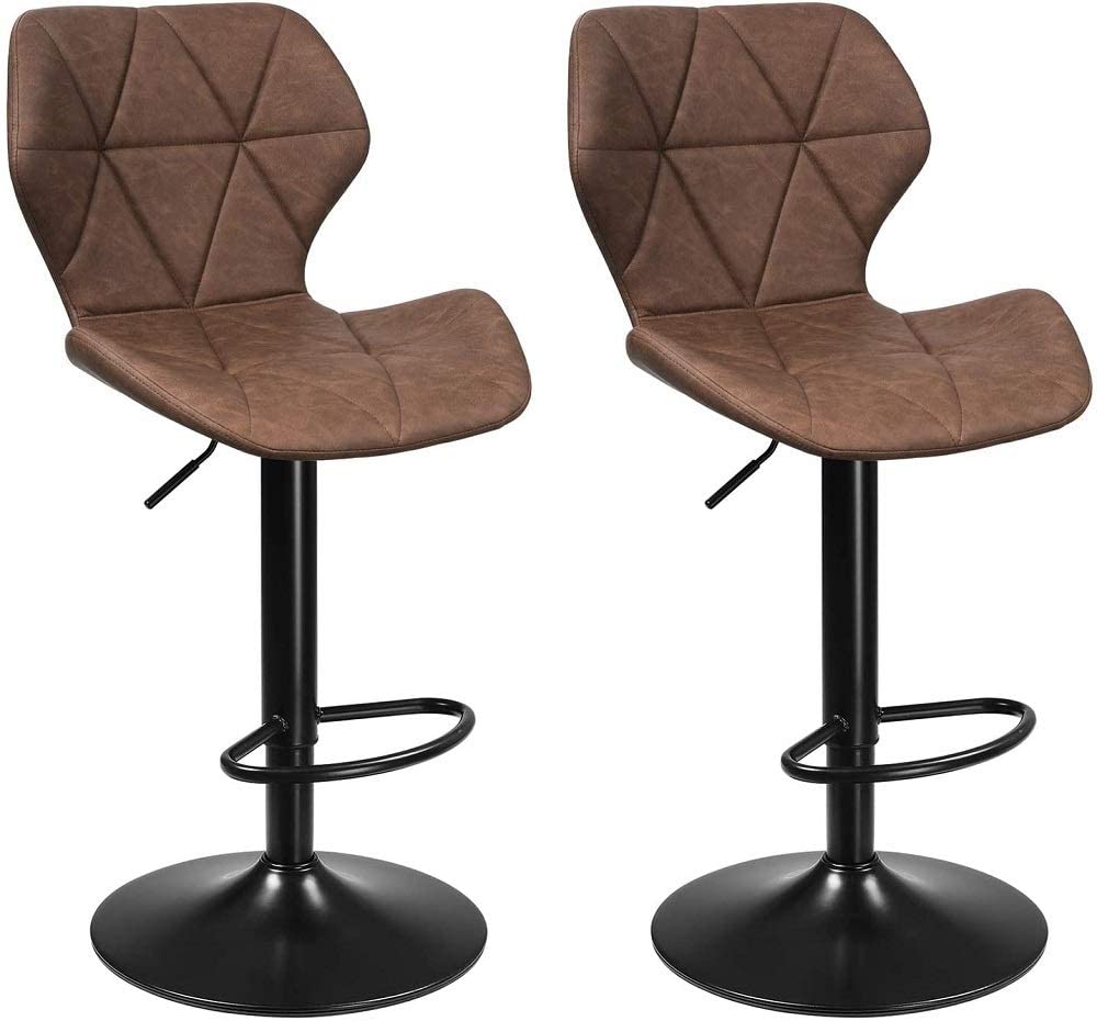 Nancy's Chapleau Barkrukken - Set Van 2 - Keukenstoelen - Hoogte Verstelbaar - Kunstleer - Zwart - Bruin - 41 x 418 x 90-112 cm