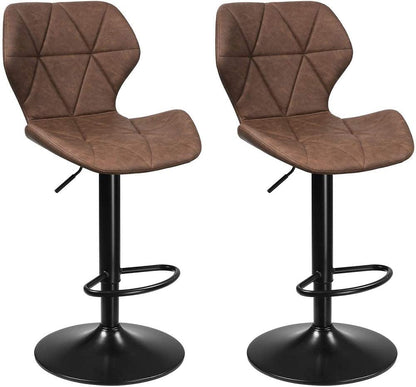 Nancy's Chapleau Barkrukken - Set Van 2 - Keukenstoelen - Hoogte Verstelbaar - Kunstleer - Zwart - Bruin - 41 x 418 x 90-112 cm