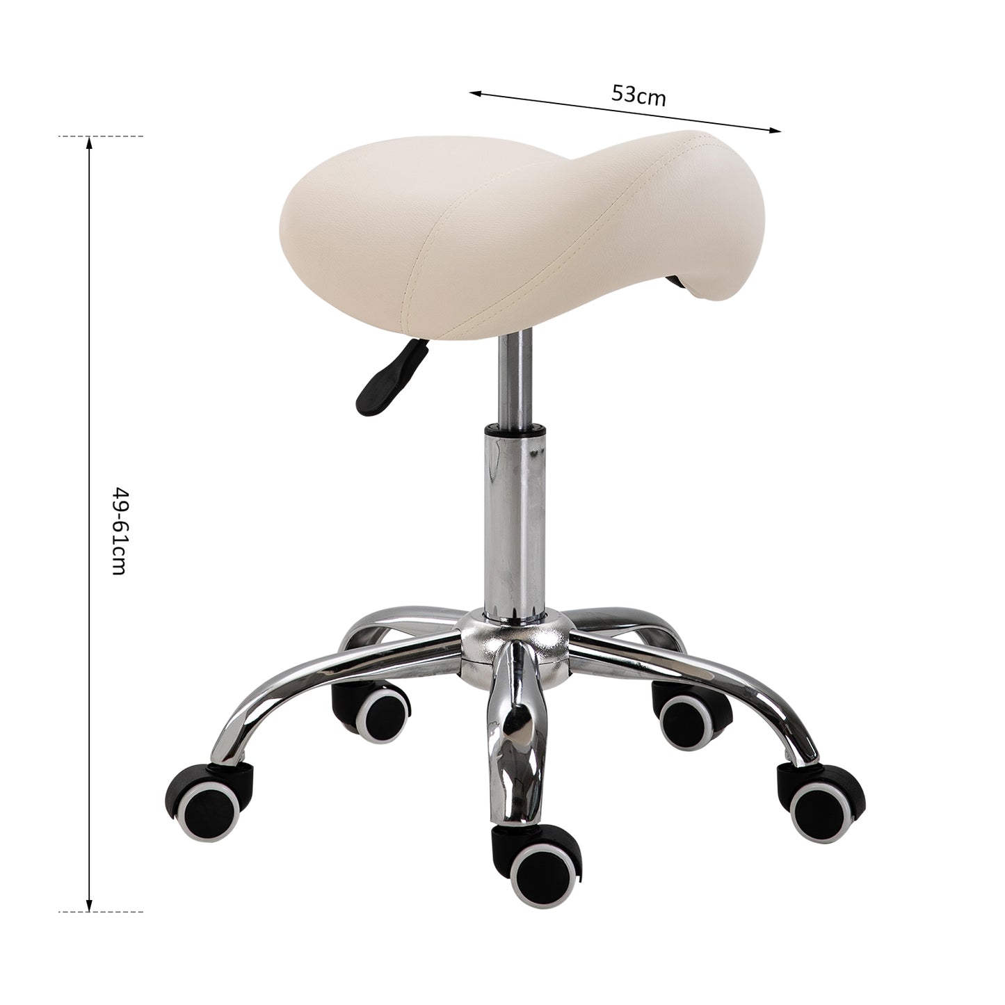 Nancy's Cambridge Werkkruk - Zadelkruk - Kruk - Draaibaar - Op Wieltjes - Ergonomisch - In Hoogte Verstelbaar - Créme Wit