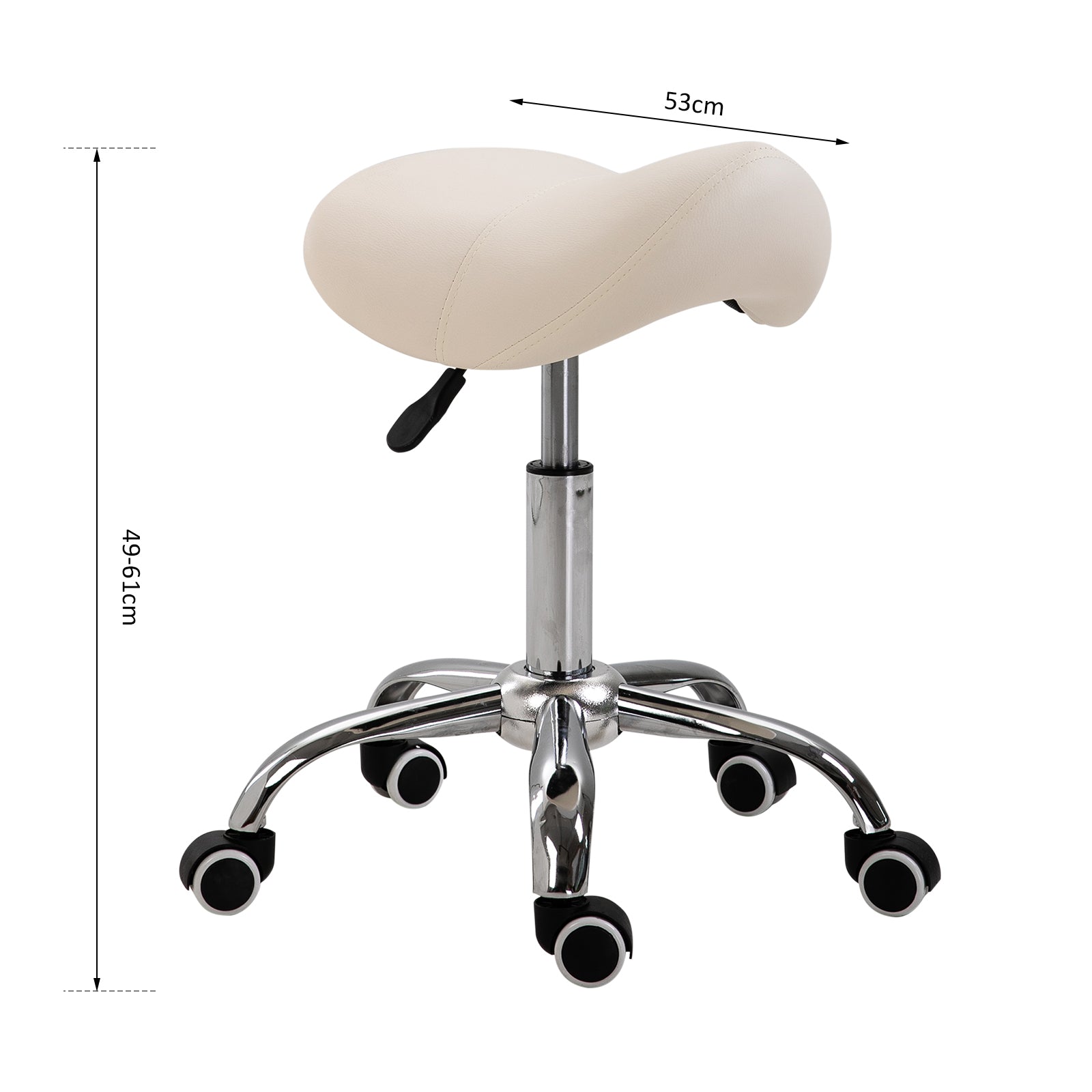 Nancy's Cambridge Werkkruk - Zadelkruk - Kruk - Draaibaar - Op Wieltjes - Ergonomisch - In Hoogte Verstelbaar - Créme Wit