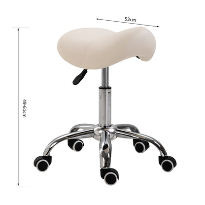 Nancy's Cambridge Werkkruk - Zadelkruk - Kruk - Draaibaar - Op Wieltjes - Ergonomisch - In Hoogte Verstelbaar - Créme Wit