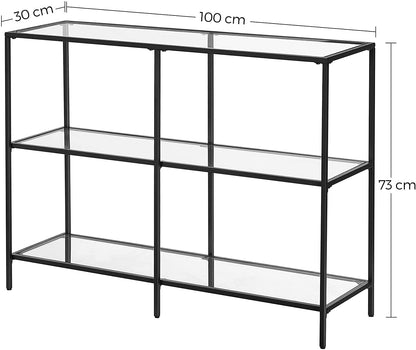 Nancy's Chacacal Console Table - Console table - Side table - with Tempered Glass - Modern - Black - 100 x 30 x 73 cm