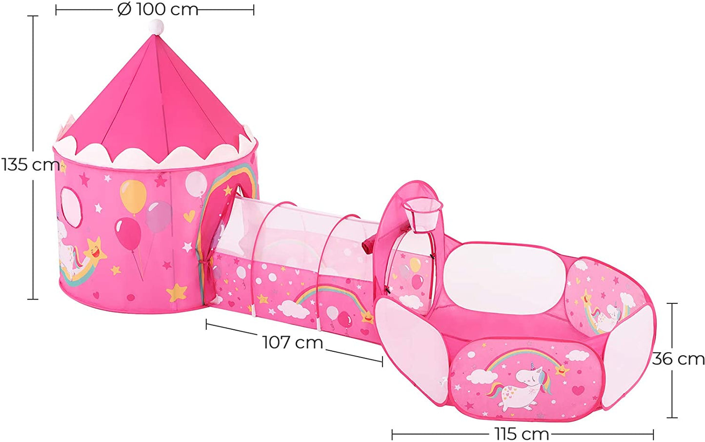 Nancy’s Forest Hill 3-in-1 Speeltent voor Kinderen - Speelhuis - Pop-up Speeltent - Indoor & Outdoor - Roze met Animaties