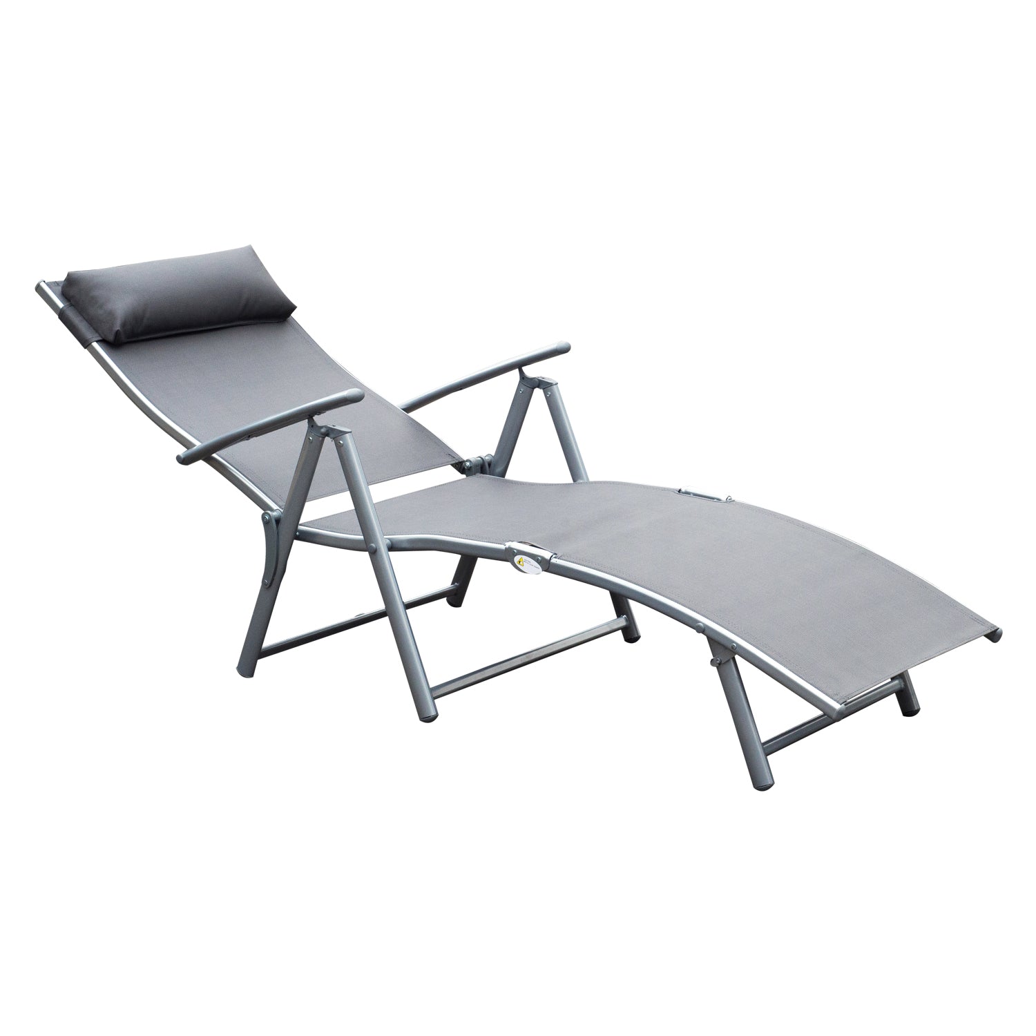 Nancy's Tustin Ligstoel - Tuinstoel - Loungestoel - Kussen - Opvouwbaar - Grijs - Metaal - Textiel