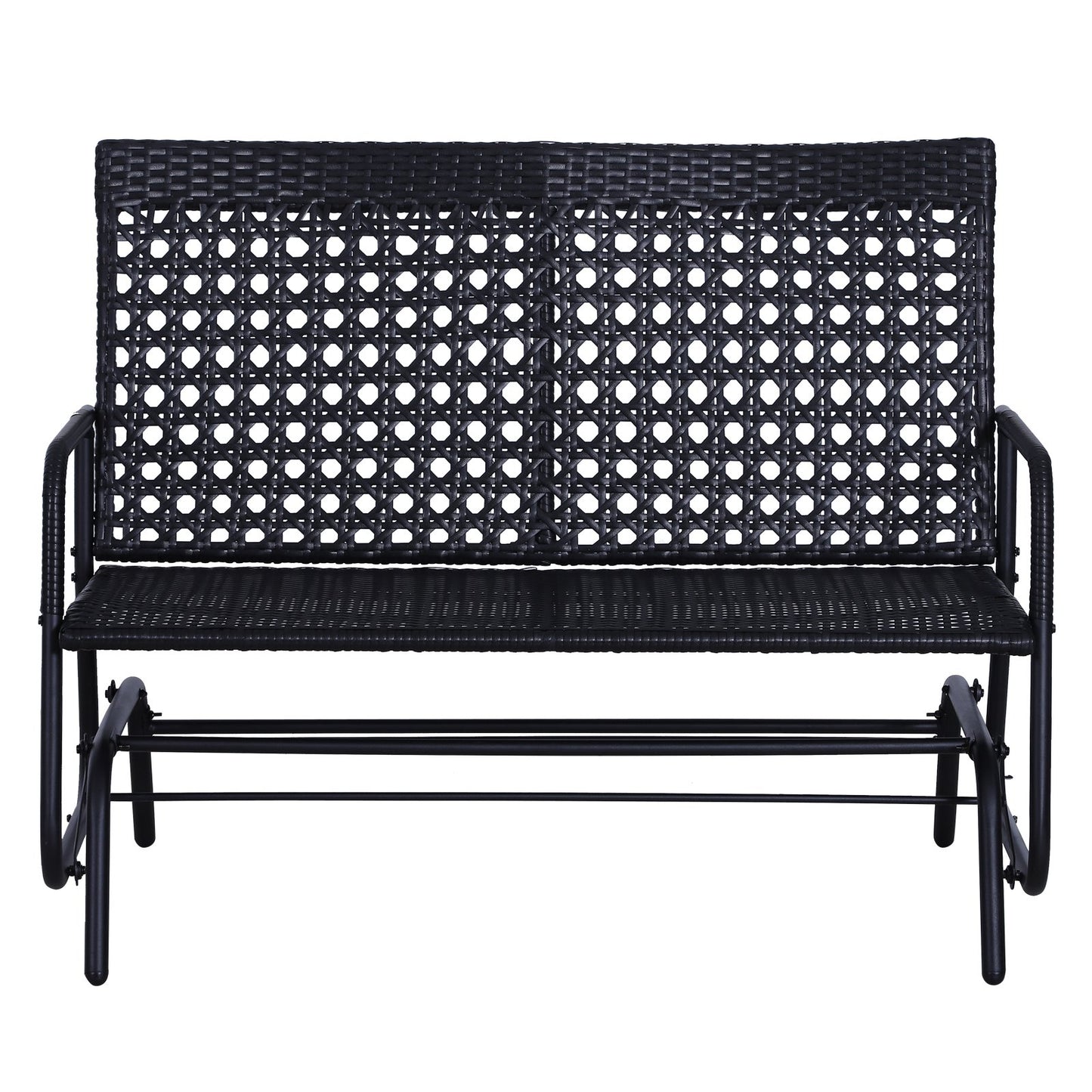 Nancy's Carson Swing Bench - Balançoire de jardin - Banc de jardin - Polyrotin - 2 places - Noir - 120 x 76 x 90 cm