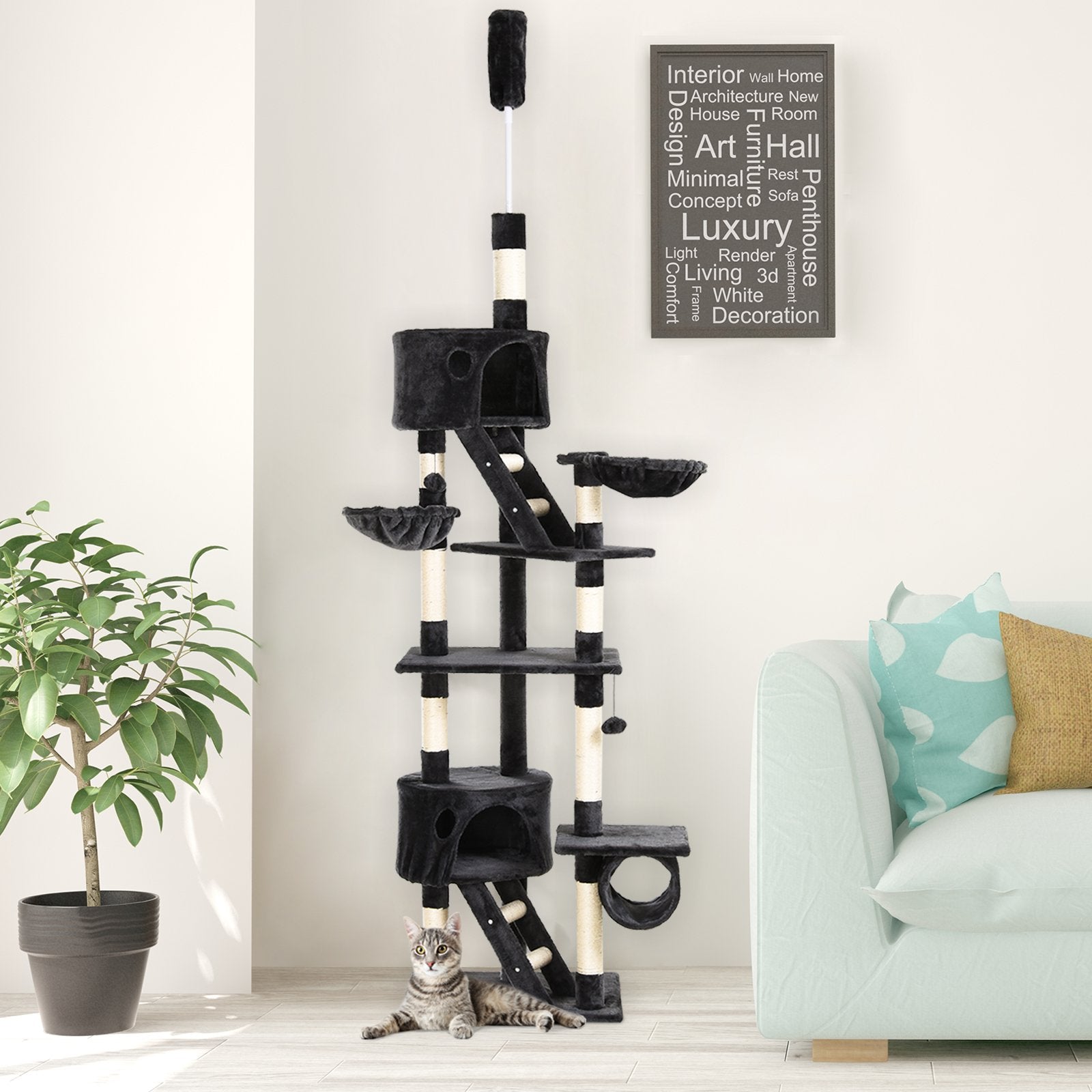 Nancy's Santa Ana Krabpaal - Kattenbed - XL - Speelboom - Klimboom - Pluche - Grijs