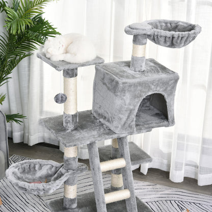 Nancy's West Allis Cat Tree - Cat tower with cave - Scratching post - Scratching posts for cats - Gray - 49 x 44 x 120 cm