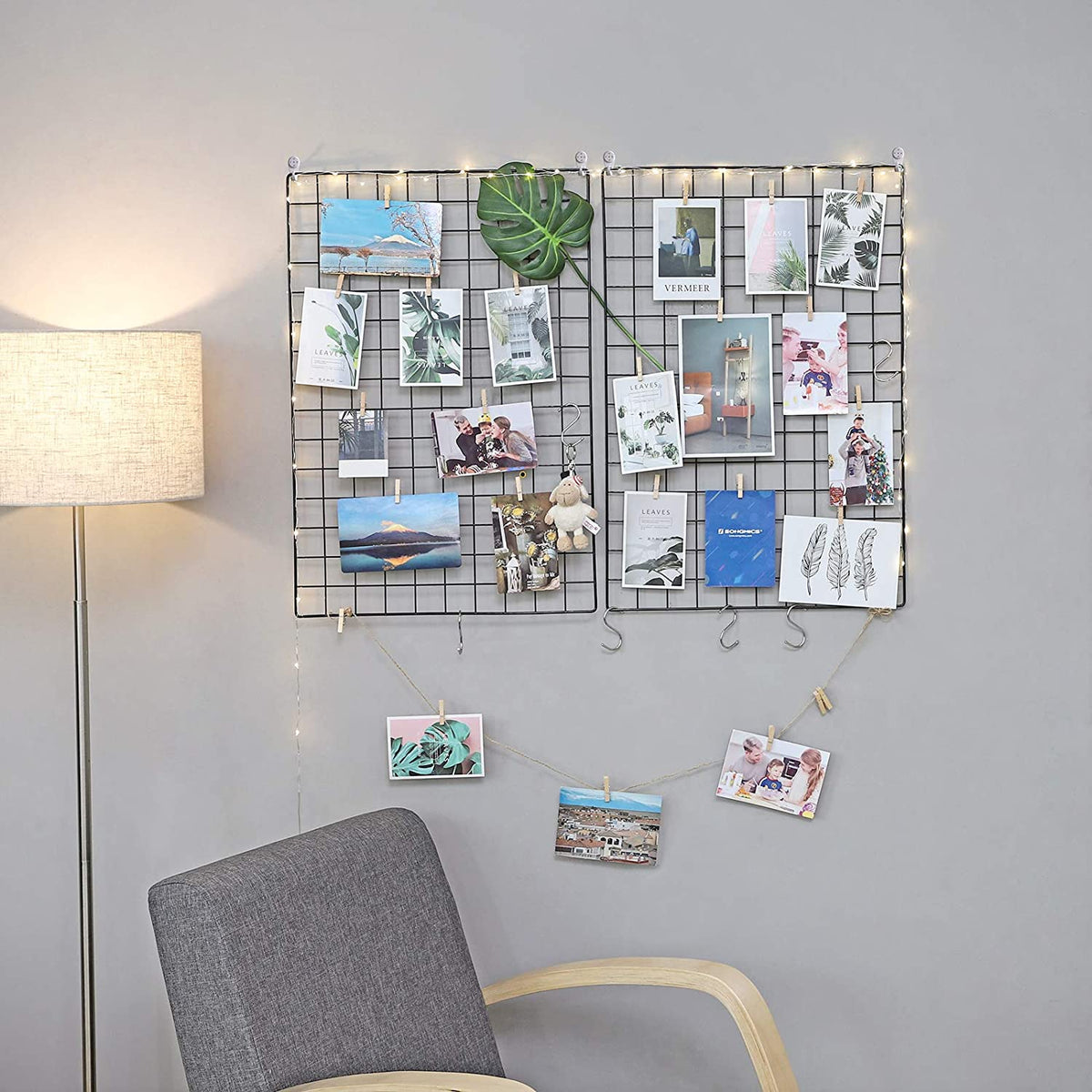 Nancy's Hereford Fotorek - Decoratie - Wanddecoratie - Gaaswand - Set Van 2 - Klembord - S-Hanger - Clips - Henneptouw