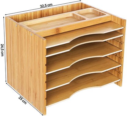 Nancy's Hazeldale Archiefkast - Organizer - Papierhouder - Bureau - Verstelbare Planken - Bamboe - Natuurlijke Kleur - 32,5 x 24,5 x 25 cm