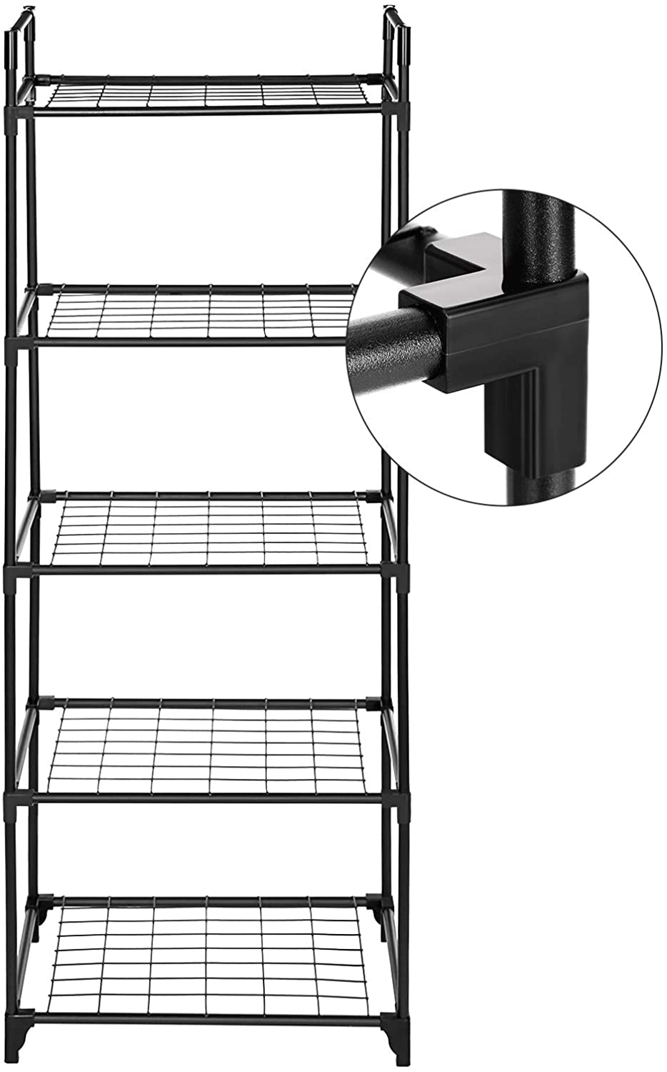 Nancy's Havilland Opbergrek - Stellingrek - Rekkensysteem - 5 Niveaus - Zwart - Ijzer - Kunststof - 55 x 35 x 158