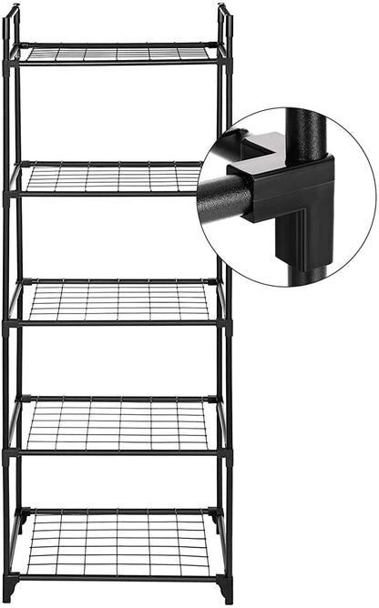 Nancy's Havilland Opbergrek - Stellingrek - Rekkensysteem - 5 Niveaus - Zwart - Ijzer - Kunststof - 55 x 35 x 158