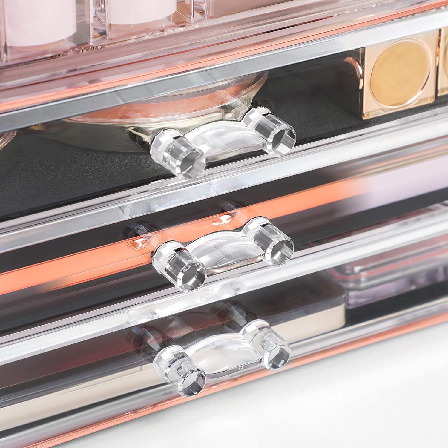 Nancy's Iberville Make-Up Organizer - Make-Up Storage - 3 Drawers - Open Compartments - Transparent - Plastic - 24x 18.5 x 13.5 cm