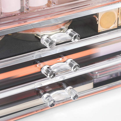 Organisateur de maquillage Nancy's Iberville - Rangement maquillage - 3 tiroirs - Compartiments ouverts - Transparent - Plastique - 24x 18,5 x 13,5 cm