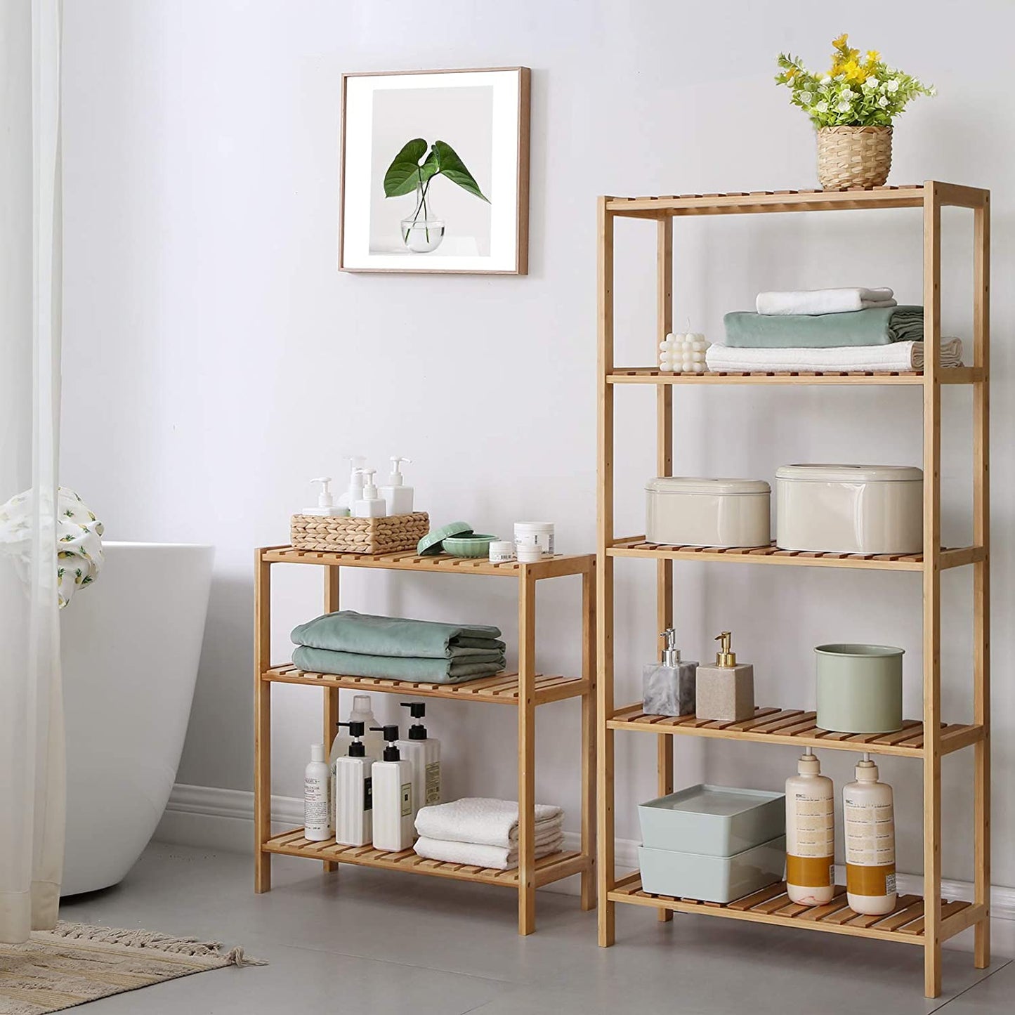 Nancy's Bathroom Rack Bamboo - Support de rangement à 3 couches