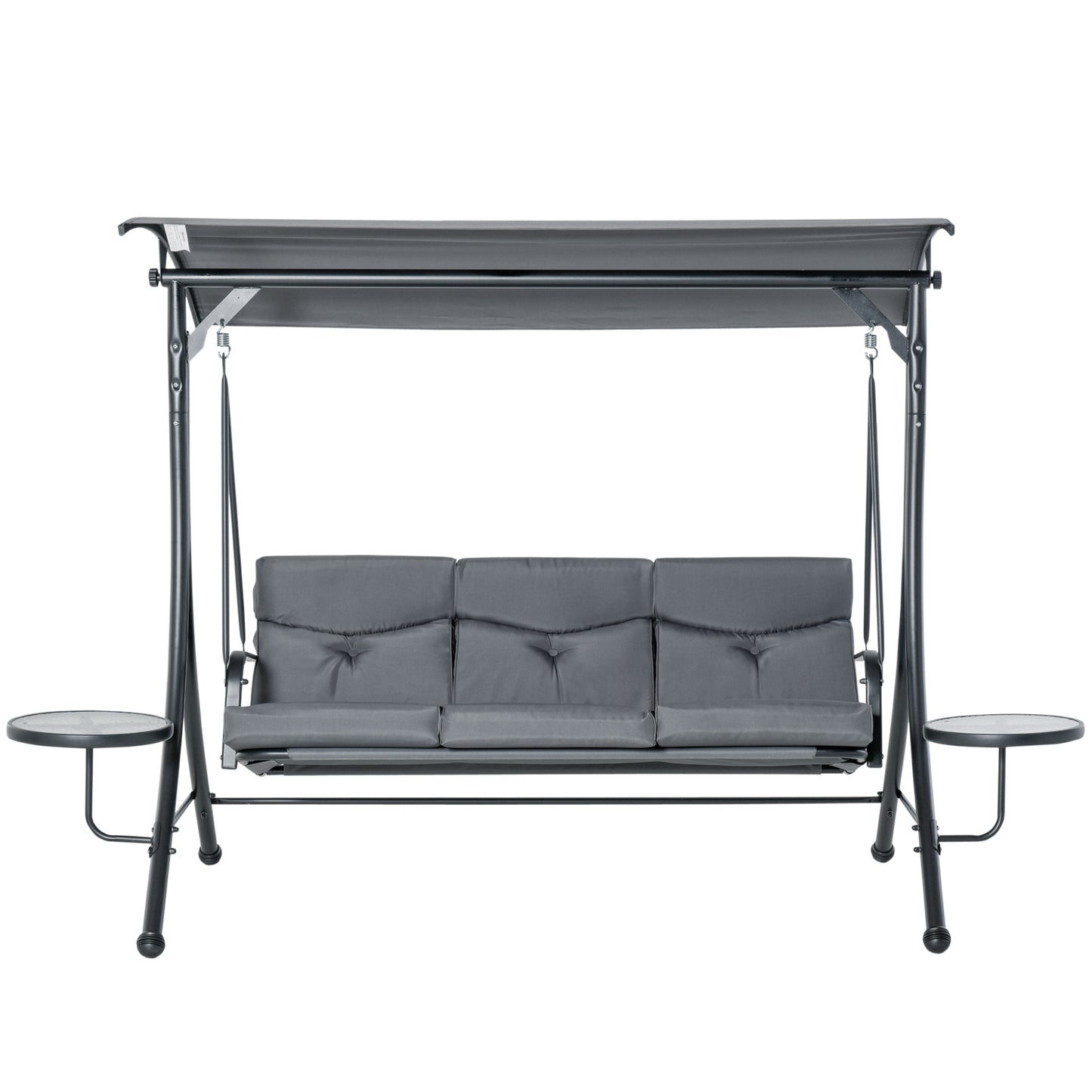 Nancy's Price Garden Swing - Steel/Polyester - 3-seater Swing Bench - Modern - Gray/Black - 278 x 125 x 177 cm