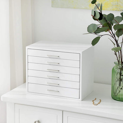 Nancy's Ennis Sieradendoos - Sieraden Organizer - 6 Lades - Kettingen - Oorbellen - Armbanden - Wit
