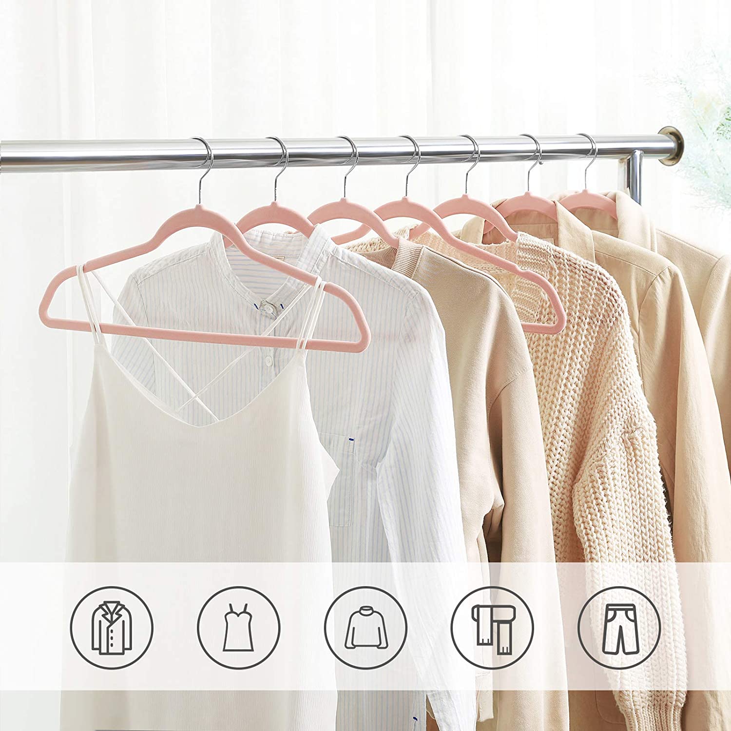 Nancy's Fluwelen Kledinghangers - Set Van 30 - Kleerhangers - Pakken - Hemden - Jassen - 360 Draaibaar - Roze