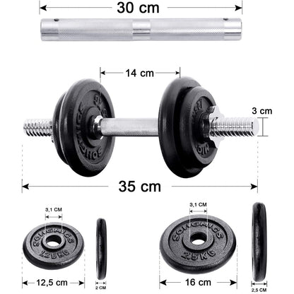 Nancy's Fulton Halterset - Verstelbaar - Verbindingsbuis - 8 x 2.5 kg - 4 x 1.25 kg - Anti-Slip - Gietijzer