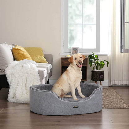 Nancy's Caverley Hondenmand - Dierenbed - Hondenbed - Omkeerbaar Kussen - Wasbaar - Grijs - Pluche - 92 x 72 x 28 cm