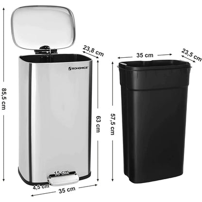 Nancy's Carvoeiro Pedaalemmer - Prullenbak - Afvalemmer - Zilver - RVS - 30 Liter