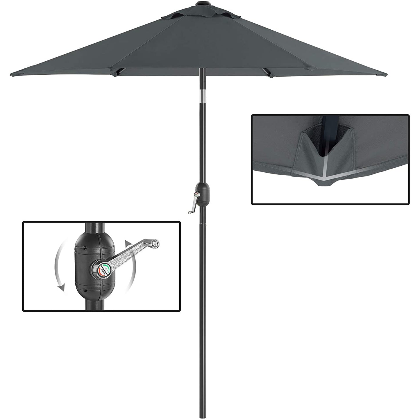 Nancy's Heber Parasol - Parasol de jardin - Protection UV - UPF 50+ - Métal - Pliable - Gris - 200 cm