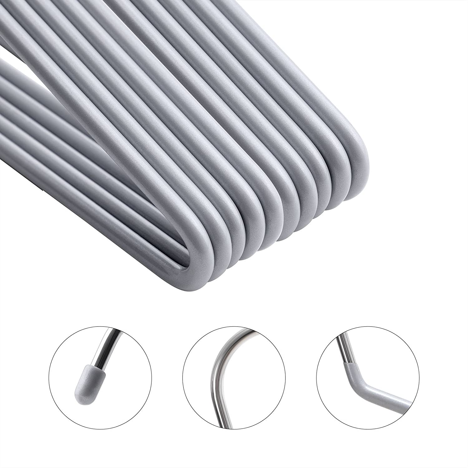 Nancy's Broekhangers - Kledinghangers - Set Van 20 - Open Einde - Anti-Slip - Ruimtebesparend - Grijs - Metaal