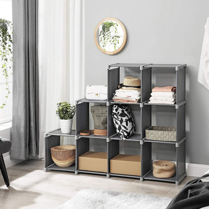 Nancy's Junction Opbergkast - Vakkenkast - 9 Vakken - Boekenkast - Open Kast - Organizer - Grijs -
