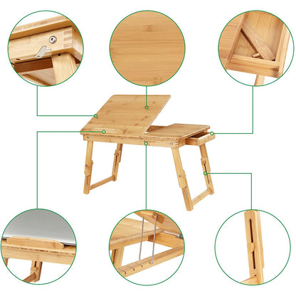 Nancy's Laprara Laptoptafel - Computertafel - Laptopstandaard - Verstelbare Hellingshoek - Bamboe - ± 65 x 35 x 35 cm